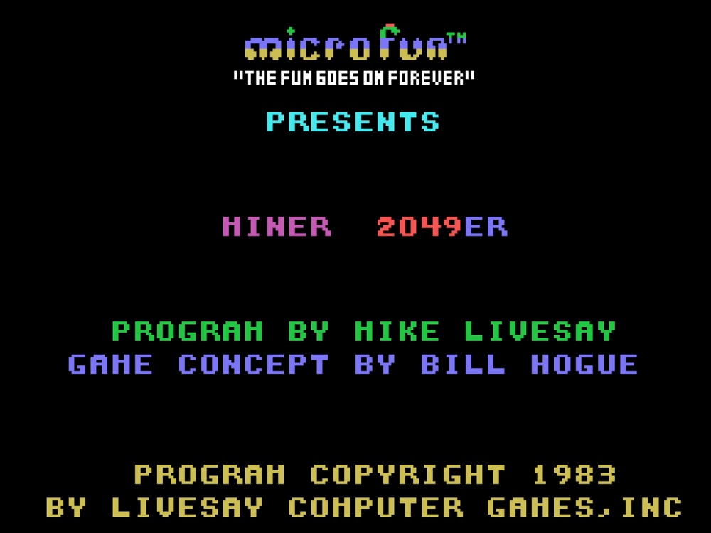 Title Screen of Miner 2049er for Colecovision